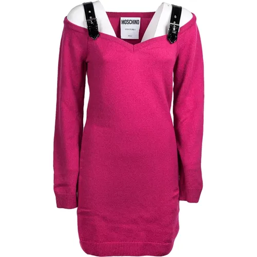 Fuchsia Bondage Knit Dress , female, Sizes: XS, M, S - Moschino - Modalova