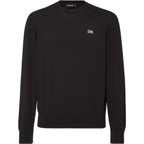 Plate Branding Wool Sweater in , male, Sizes: S, 2XL, M, L - Dsquared2 - Modalova