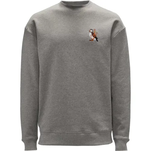 Grey Cotton Sweater with Puffin Detail , male, Sizes: S, XL, M, L - JW Anderson - Modalova