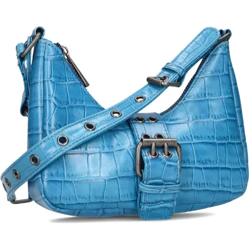 Blau Leder Schultertasche mit Schnalle - Núnoo - Modalova