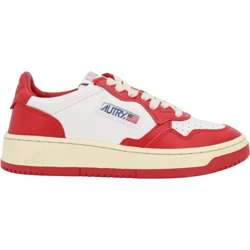 Rote Sneakers mit Lederdetails , Damen, Größe: 36 EU - Autry - Modalova