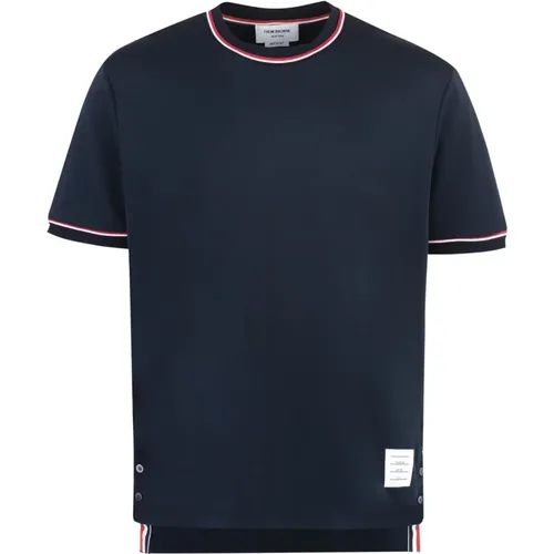 Cotton T-Shirt with Logo Patch , male, Sizes: L, M, S, XL - Thom Browne - Modalova