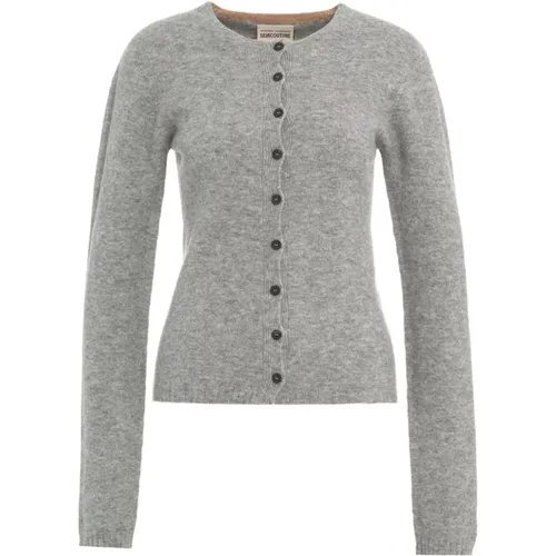 Grey Knit Cardigan Aw24 , female, Sizes: S - Semicouture - Modalova