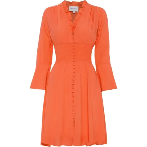 Kurzes Kleid mit Smock-Taille Einfarbig - American Dreams - Modalova