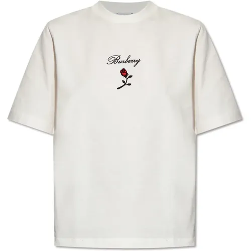 T-Shirt mit Logo , Damen, Größe: 2XS - Burberry - Modalova