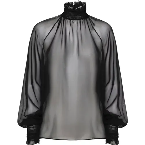 Chiffon Blouse High Collar Cuffs , female, Sizes: S, XS - Dolce & Gabbana - Modalova