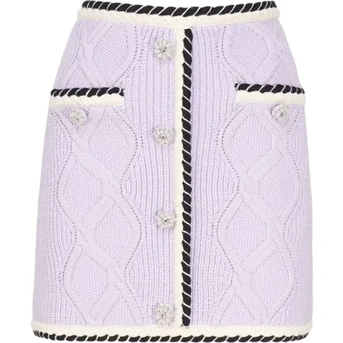 Lilac Skirt with Jewel Buttons , female, Sizes: L, M, S - Self Portrait - Modalova