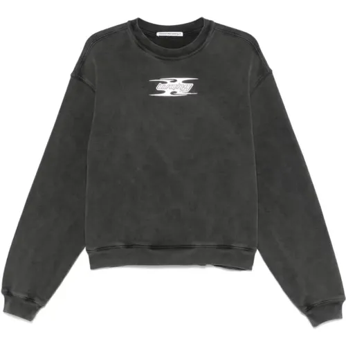 Grauer Blade Logo Sweatshirt , Damen, Größe: M - T by Alexander Wang - Modalova