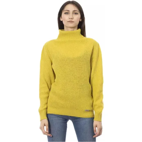 Trendiger gelber Wollpullover , Damen, Größe: L - Baldinini - Modalova