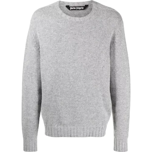 Grey Wool Blend Logo Sweater , male, Sizes: L, M, S - Palm Angels - Modalova