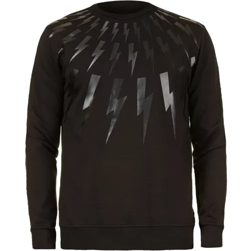 Lightning Print Sweatshirt , male, Sizes: S - Neil Barrett - Modalova