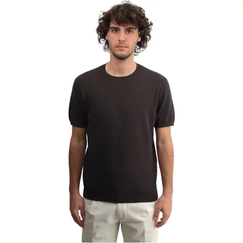 Braunes Rundhals Kurzarm T-Shirt , Herren, Größe: 3XL - Kangra - Modalova