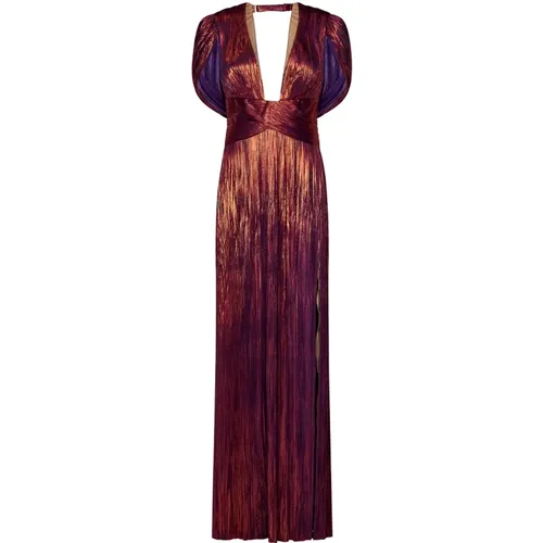 Flame-Colored Metallic Silk Tulle Dress , female, Sizes: XL, L - Maria Lucia Hohan - Modalova