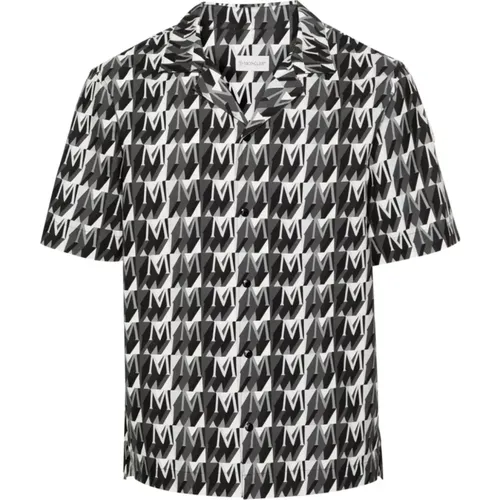 Short sleeve shirt with monogram motif , male, Sizes: L, S - Moncler - Modalova