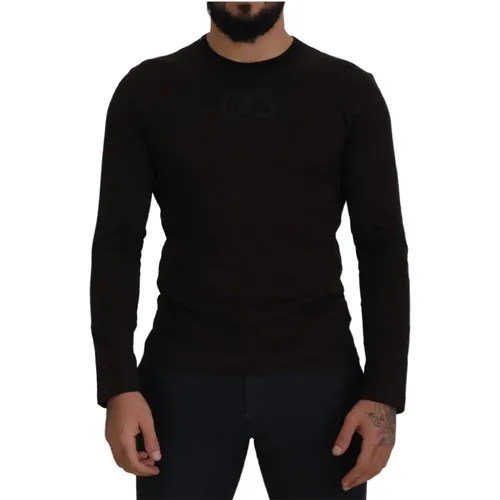 Brauner Baumwoll-Crewneck-Pullover - Dolce & Gabbana - Modalova