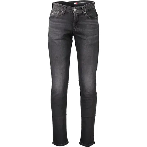 Schwarze Baumwoll-Slim-Fit-Jeans , Herren, Größe: W32 L32 - Tommy Hilfiger - Modalova