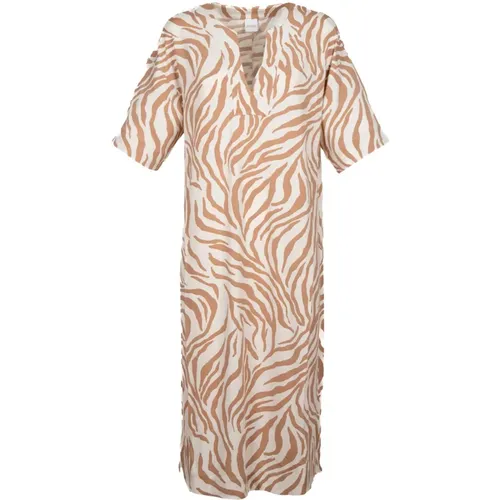 Zebra Weiß Beige Nadar Kleid , Damen, Größe: XL - Max Mara - Modalova