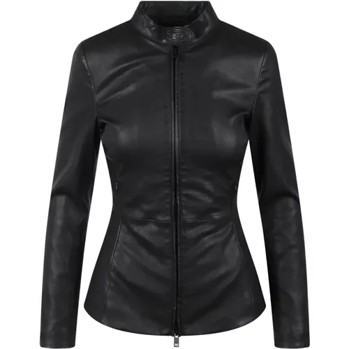 Logo-appliqué leather jacket , female, Sizes: XL, L - Diesel - Modalova