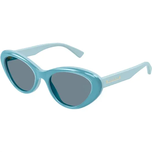 Hellblau/Blau Sonnenbrille , Damen, Größe: 54 MM - Gucci - Modalova
