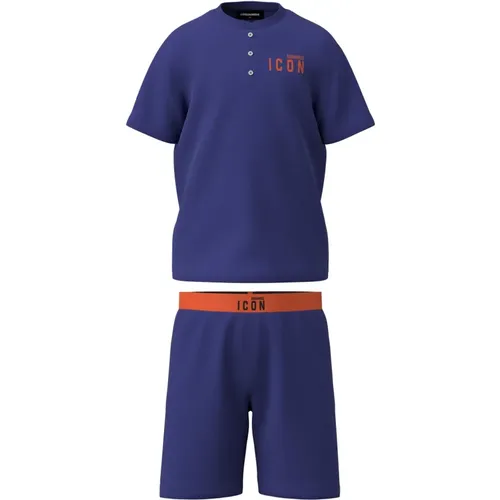 Kurze Jersey-Pyjamas mit ICON-Logo - Dsquared2 - Modalova