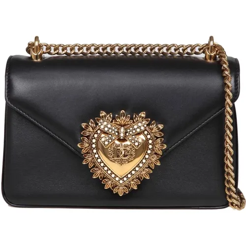 Leather Shoulder Bag with Sacred Heart Design , female, Sizes: ONE SIZE - Dolce & Gabbana - Modalova