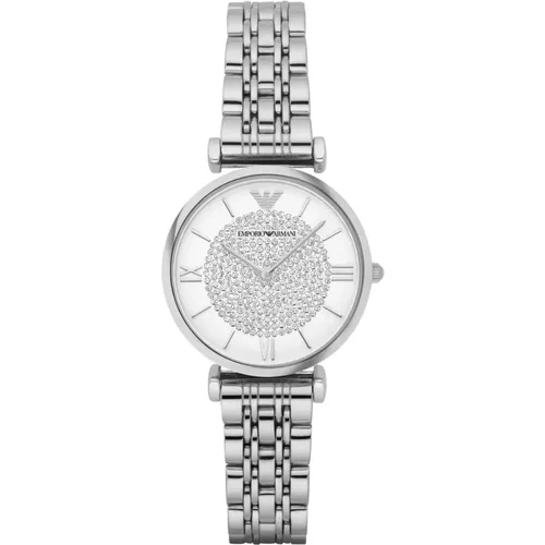 Gianni Silber Damen Uhr mit Weißem Zifferblatt , Damen, Größe: ONE Size - Emporio Armani - Modalova