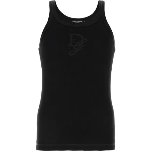 Schwarzes Baumwolltanktop , Herren, Größe: XL - Dolce & Gabbana - Modalova