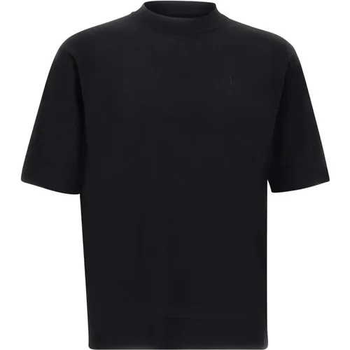Schwarzes Baumwoll-Crepe T-Shirt für Herren , Herren, Größe: XS - Filippo De Laurentiis - Modalova
