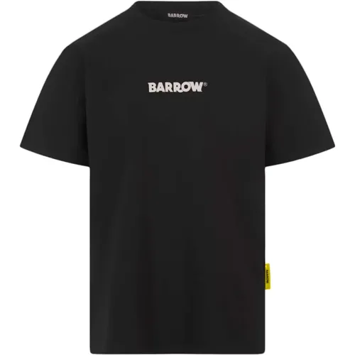 Schwarzes Baumwoll-T-Shirt mit Logo-Druck , Herren, Größe: M - Barrow - Modalova