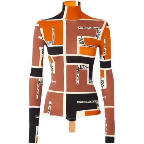 Puzzle Print Bodysuit , female, Sizes: 2XS, XS, S, M - Fendi - Modalova