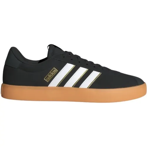 Schwarze Ledersneakers mit roten Akzenten , Herren, Größe: 44 EU - Adidas - Modalova