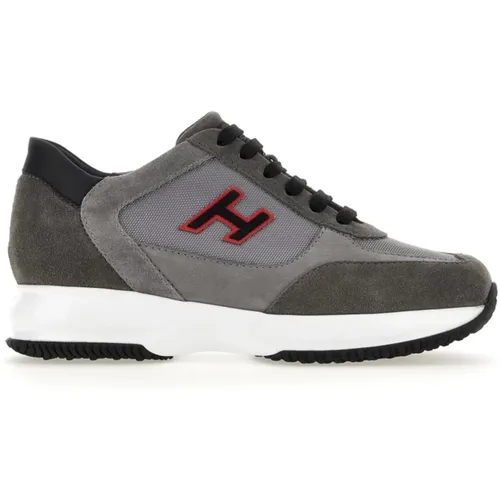 Grey Flat Sneakers with Italian Craftsmanship , male, Sizes: 10 1/2 UK, 6 1/2 UK, 8 1/2 UK, 9 1/2 UK - Hogan - Modalova