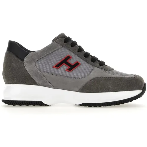 Grey Flat Sneakers with Italian Craftsmanship , male, Sizes: 10 UK - Hogan - Modalova