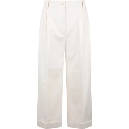 Cropped Pleated Cotton Pants , female, Sizes: XS, 2XS, M - Maison Kitsuné - Modalova