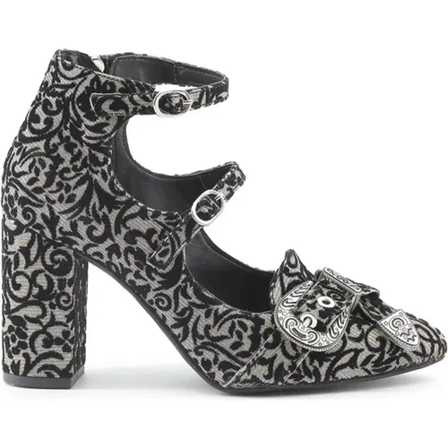 Damask Pattern Pump with Buckle Detail and Adjustable Straps , female, Sizes: 8 UK, 7 UK - Made in Italia - Modalova