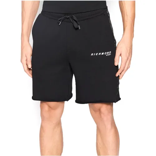 Schwarze Baumwoll-Sportshorts mit Logodruck , Herren, Größe: M - John Richmond - Modalova