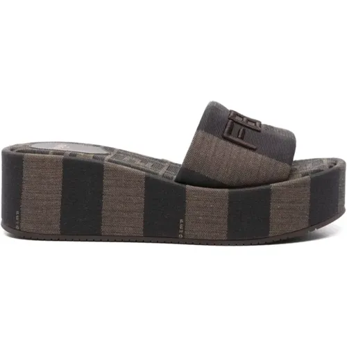 Brown FF-Patterned Sandals , female, Sizes: 2 1/2 UK - Fendi - Modalova