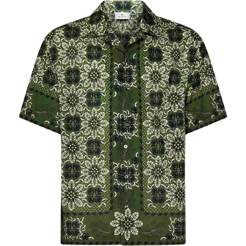 Green Cotton Bowling Collar Shirt , male, Sizes: S - ETRO - Modalova