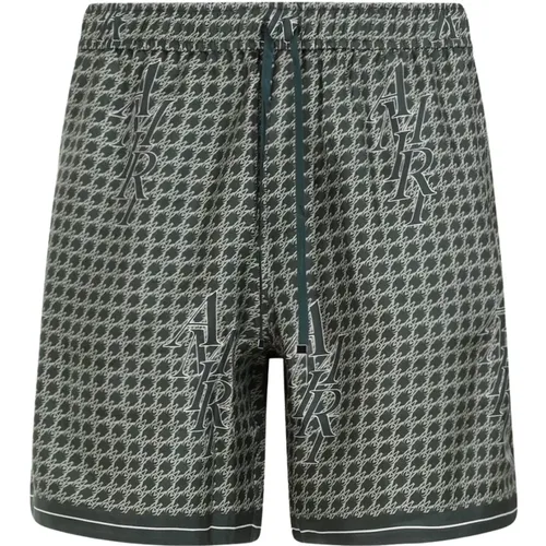 Grüne Seiden-Staggered-Hounds-Tooth-Shorts - Amiri - Modalova