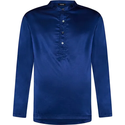 Blaue Seiden-Henley-Unterwäsche , Herren, Größe: XL - Tom Ford - Modalova