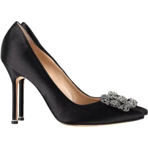Pre-owned Satin heels , female, Sizes: 7 UK - Manolo Blahnik Pre-owned - Modalova