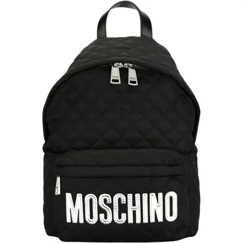 Double Zip Backpack with Logo Plaque , male, Sizes: ONE SIZE - Moschino - Modalova