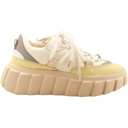 Weiße Graue Gelbe Leder Sneakers , Damen, Größe: 38 1/2 EU - Attilio Giusti - Modalova