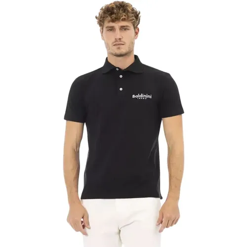 Klassisches Schwarzes Poloshirt mit Gesticktem Logo - Baldinini - Modalova