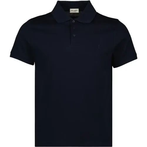 Leder Polo Shirt mit Logo-Stickerei , Herren, Größe: S - Saint Laurent - Modalova