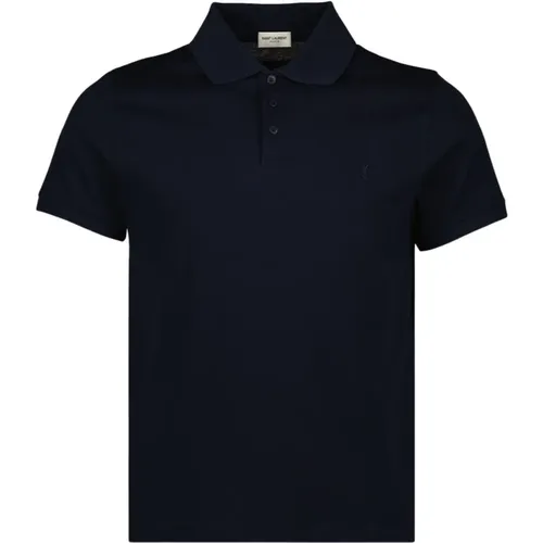 Leder Polo Shirt mit Logo-Stickerei - Saint Laurent - Modalova