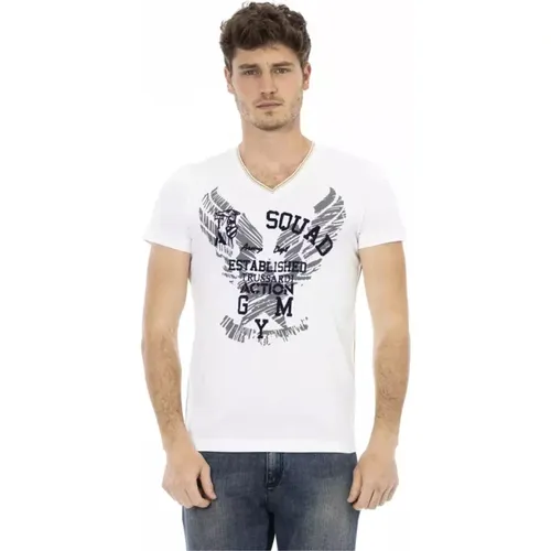 Action Weißes V-Ausschnitt T-Shirt , Herren, Größe: XL - Trussardi - Modalova