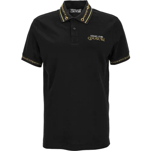 Chain-Link Polo Shirt , male, Sizes: 3XL, S, 2XL, M, L, XL - Versace Jeans Couture - Modalova