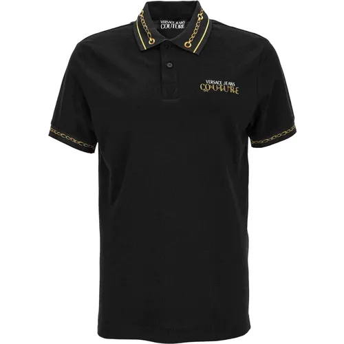 Chain-Link Polo Shirt , male, Sizes: S - Versace Jeans Couture - Modalova