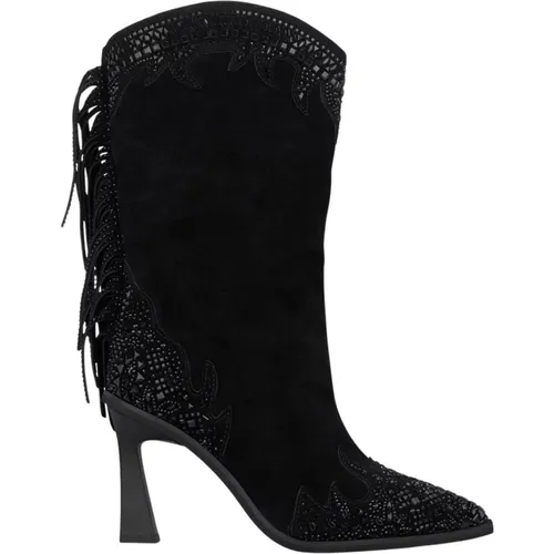 Fringed Half-Boot with Embellishments , female, Sizes: 5 UK, 9 UK, 2 UK, 4 UK - Alma en Pena - Modalova